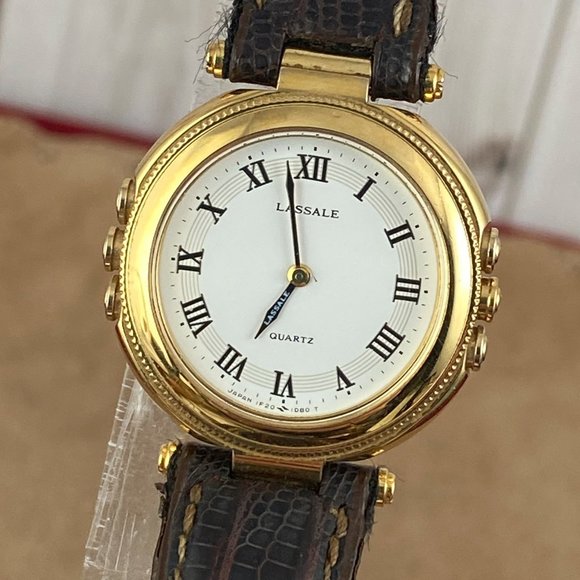 Vintage Lassale Gold Plated Quartz Roman Numeral Dress Watch - Picture 1 of 9